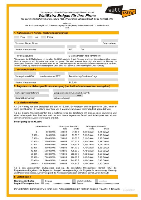 Vertragsformular - WattExtra