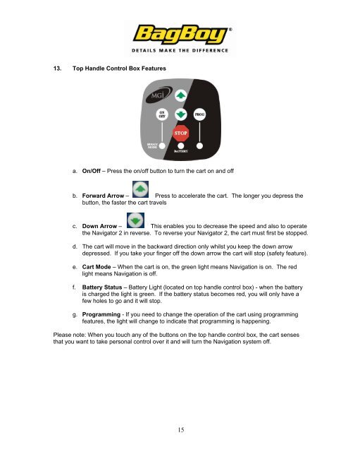 Bag Boy Nav-C Series Instruction Manual-May08 - Bag Boy Company