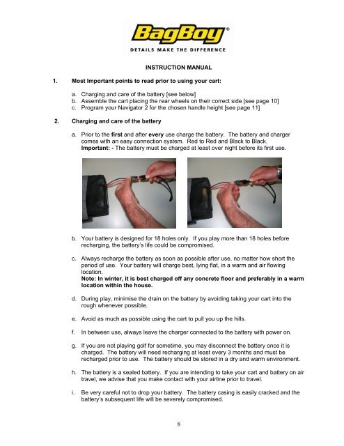 Bag Boy Nav-C Series Instruction Manual-May08 - Bag Boy Company