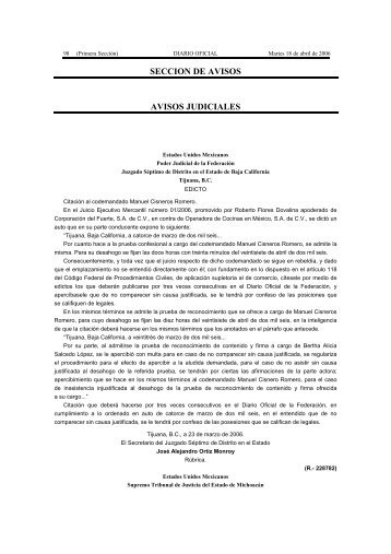 SECCION DE AVISOS AVISOS JUDICIALES