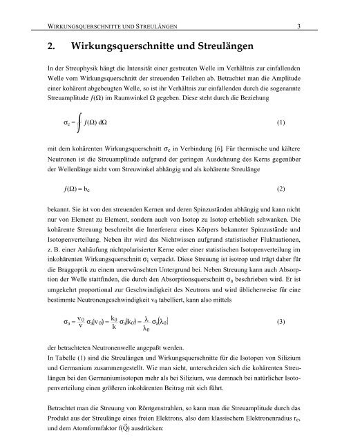 2. Wirkungsquerschnitte und Streulängen - Liss, Klaus-Dieter