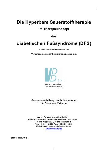 Die Hyperbare Sauerstofftherapie diabetischen Fußsyndroms (DFS)