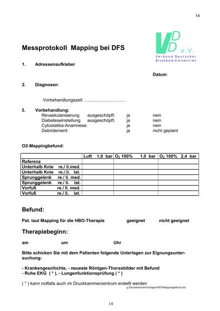 Die Hyperbare Sauerstofftherapie diabetischen Fußsyndroms (DFS)