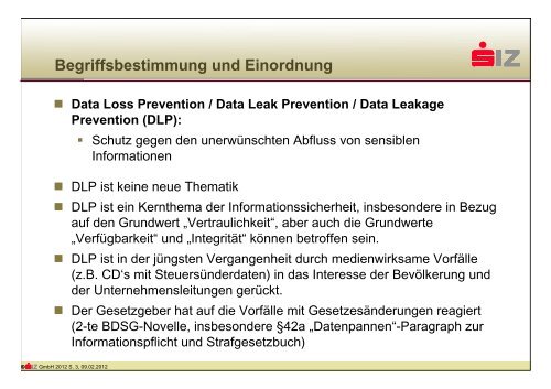 1. IT-Grundschutztag 2012 Data Loss Prevention - BSI