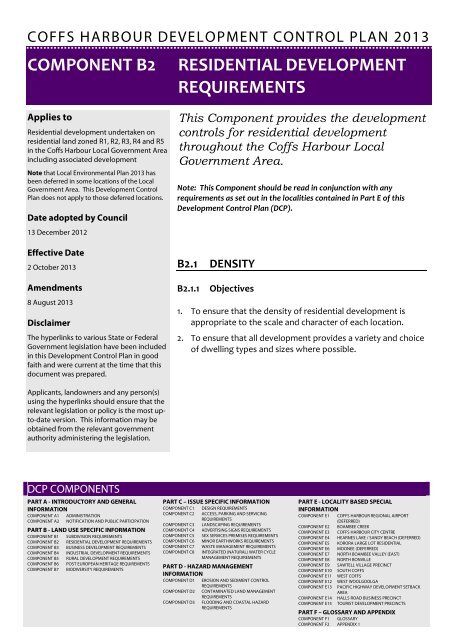 Component B2 - Coffs Harbour City Council