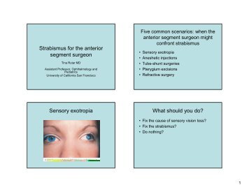 Strabismus for the anterior segment surgeon Sensory exotropia ...