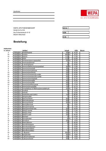 Bestellformular - WEPA Apothekenbedarf GmbH & Co KG