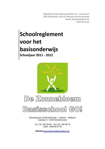 Schoolreglement voor het basisonderwijs - De zonnebloem Kalken