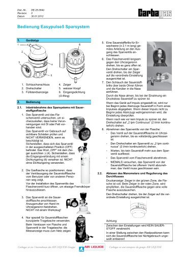 Bedienung Easypulse5 Sparsystem - Carbagas