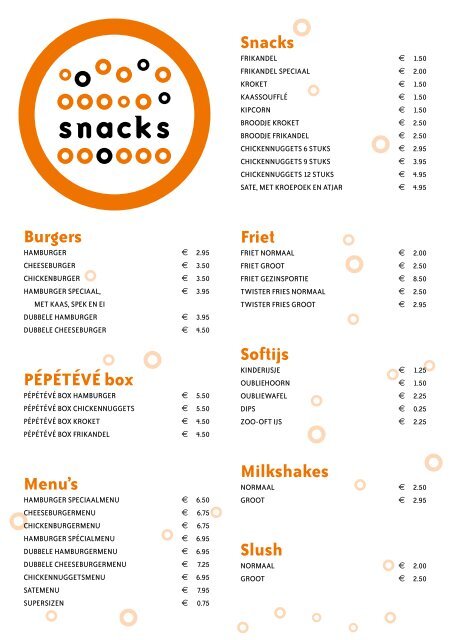 Burgers PÉPÉTÉVÉ box Menu's Snacks Friet Softijs ... - Center Parcs