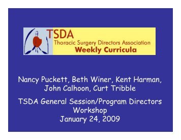 Methods of Using the TSDA Weekly Curriculum in Your Residency ...