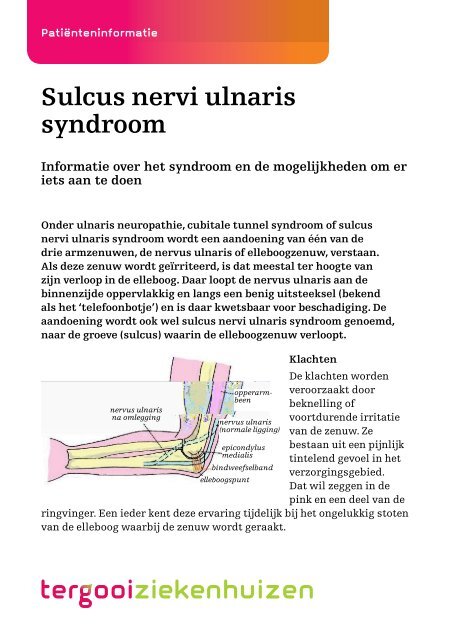 Sulcus nervi ulnaris syndroom [183kb] Klinische ... - Tergooi