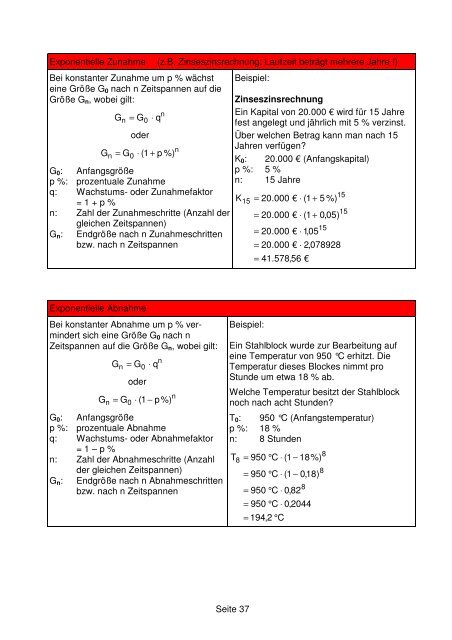 Exponentielle Zunahme (z.