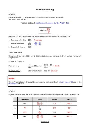 Prozentrechnung 2 5% 0 2 5 10 =