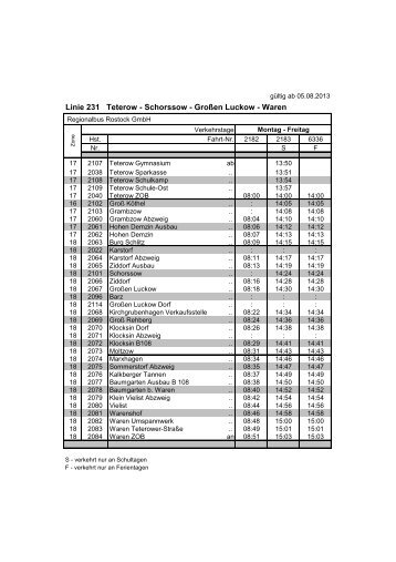 Linie 231 Teterow - Schorssow - Großen Luckow - Waren