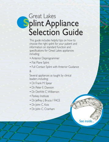 Splint Appliance Selection Guide - Great Lakes Orthodontics