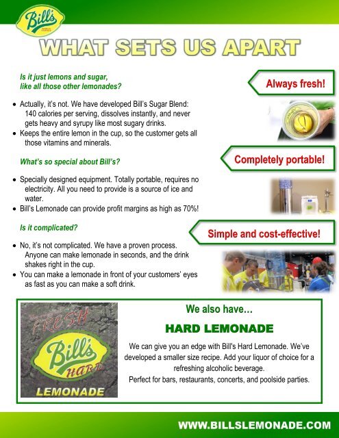 Bill's Lemonade Catalog PDF