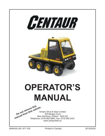 Centaur Operators Manual - Argo