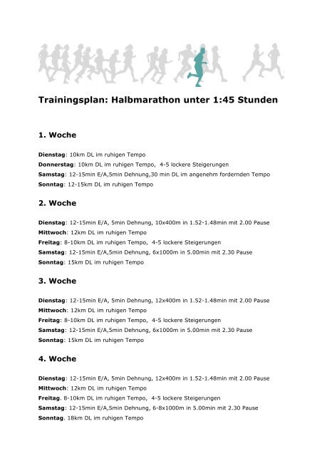 Trainingsplan: Halbmarathon unter 1:45 Stunden - Achilles Läufer ...