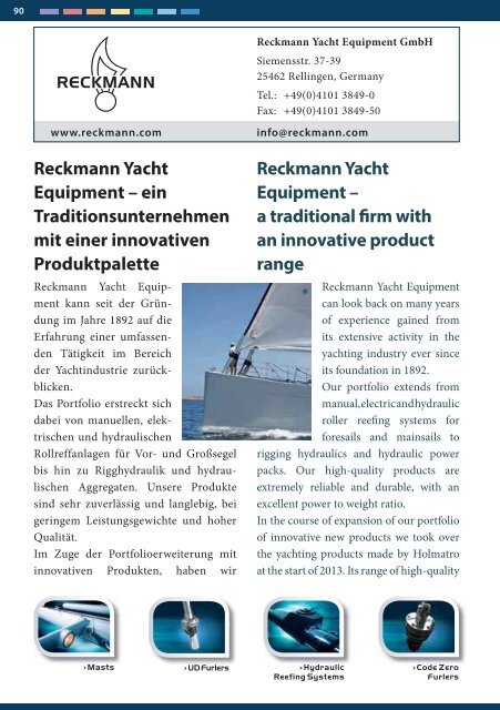 Reckmann Yacht Equipment - Deutsche Yachten