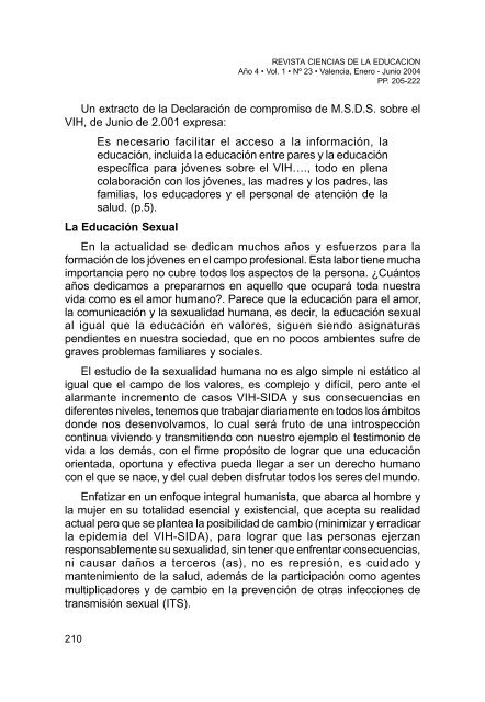 sida y valores vitales - Portal de Revistas Electrónicas-Universidad ...