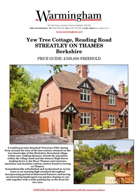 Yew Tree Cottage, Reading Road STREATLEY ON ... - Warmingham