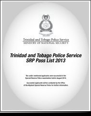 Trinidad and Tobago Police Service SRP Pass List 2013