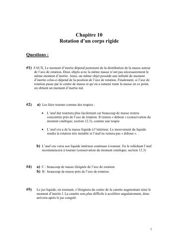 Chapitre 10 Rotation d'un corps rigide