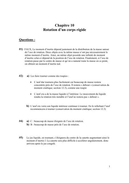 Chapitre 10 Rotation d'un corps rigide