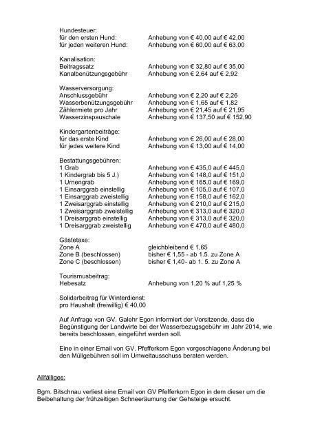 Gemeindevertretung 21.11.2013 - Tschagguns