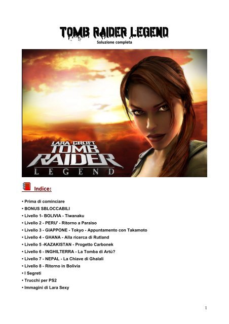 Tomb Raider Legend Soluzione completa con segreti ... - SteFactory