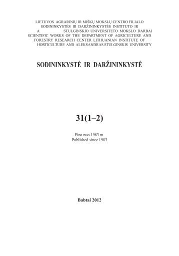 31(1–2) - Sodininkystė ir daržininkystė - Sodininkystės ir ...