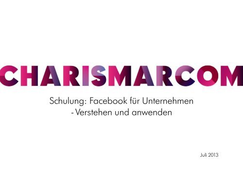 Facebook-Schulungsunterlagen herunter (PDF). - Charismarcom