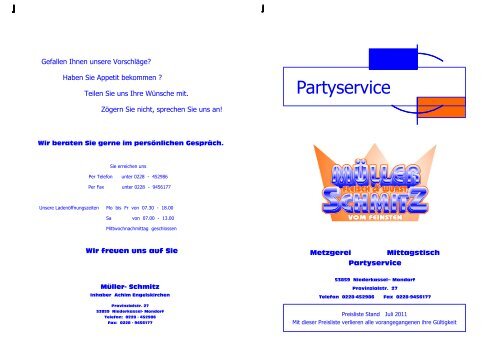 Partyservice - Metzgerei Müller-Schmitz in Niederkassel-Mondorf