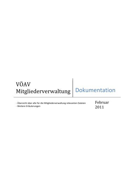 VÖAV Mitgliederverwaltung - beim VÖAV