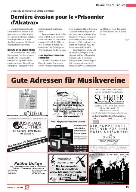 page 16 Im Vorfeld des 6. World Band Festivals in Luzern!