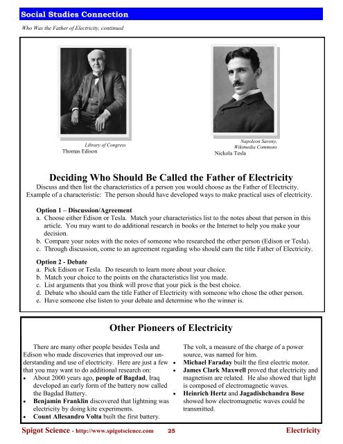 Electricity - Spigot Science