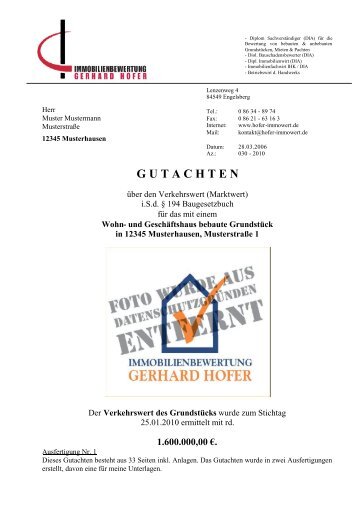 GUTACHTEN - Sachverständiger Gerhard Hofer