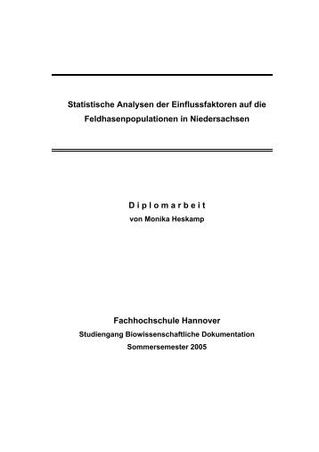 Statistische Analysen der Einflussfaktoren auf die ...