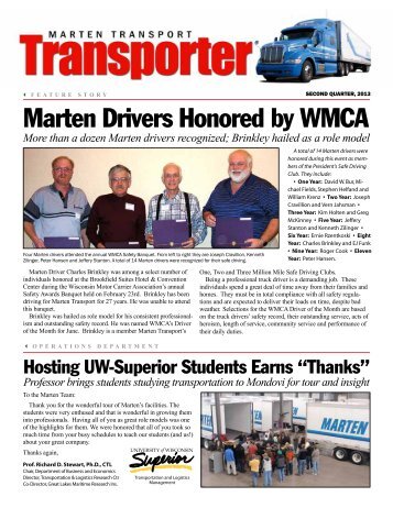 Marten Drivers Honored by WMCA - Marten Transport