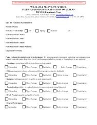 the Field Supervisor's Evaluation form - William & Mary Law