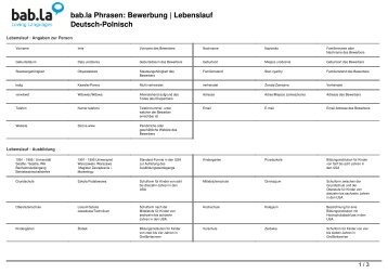 Phrasen: Bewerbung | Lebenslauf (Deutsch-Polnisch) - Bab.la