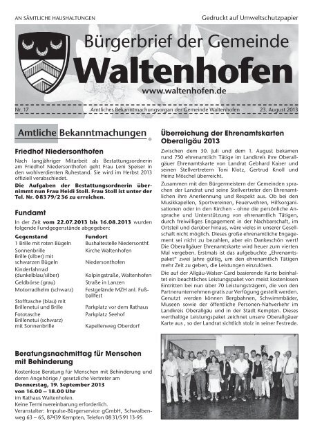 Bürgerbrief vom 23.08.2013 - Waltenhofen