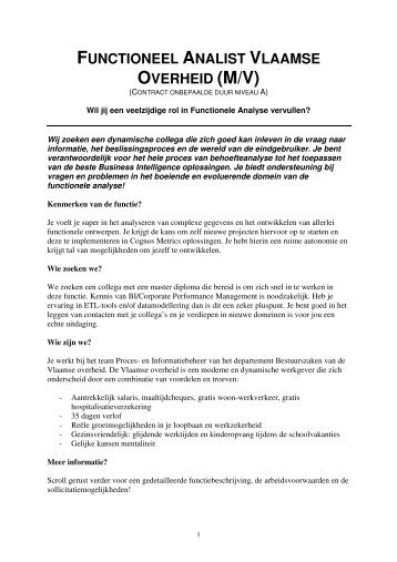 functioneel analist vlaamse overheid (m/v) - Jobpunt Vlaanderen