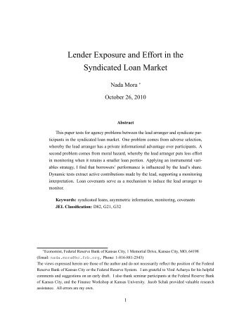 Lender Exposure and Effort in the Syndicated Loan Market.pdf