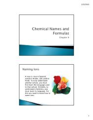 Chapter 9 Chemical names and Formulas