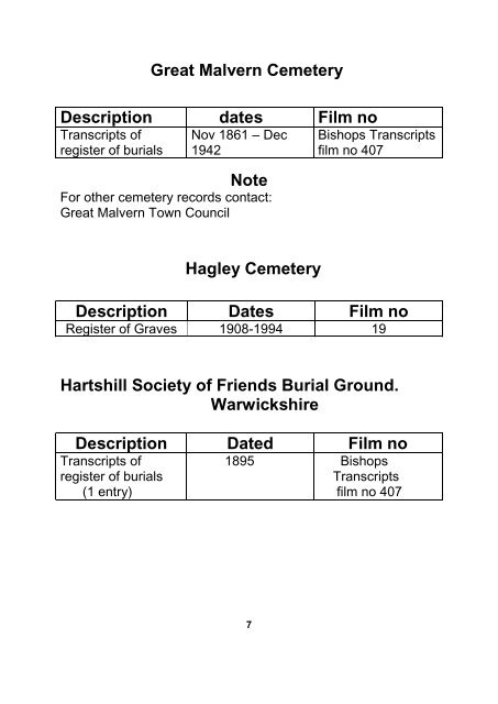 Cemetery and Crematoria Records on microfilm at The Hive