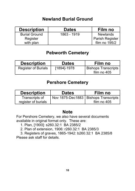 Cemetery and Crematoria Records on microfilm at The Hive