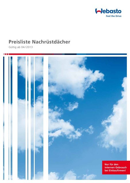 Preisliste Nachrüstdächer - Webasto