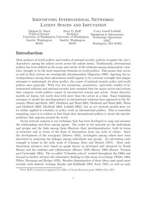 Identifying International Networks: Latent Spaces and Imputation ...